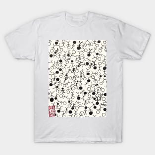 Stick Figures Doodle Black T-Shirt